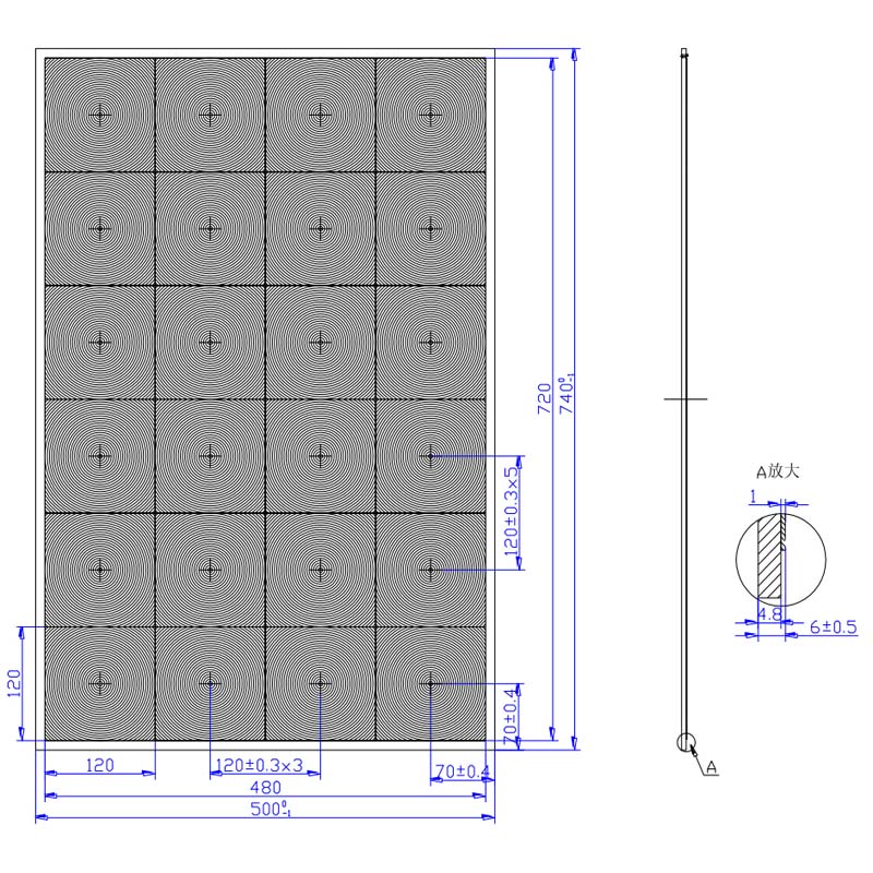 ( Dimension L740mm  W500mm ) Solar Fresnel Lenses (Glass-silicon )( HX-FST740170)